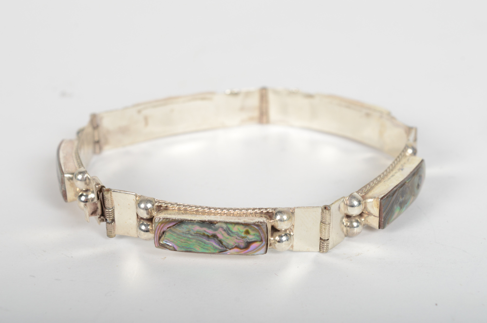 Multiple Sterling and Abalone Bracelets