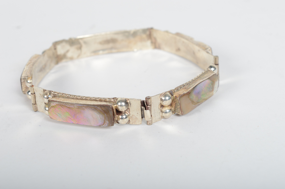 Multiple Sterling and Abalone Bracelets