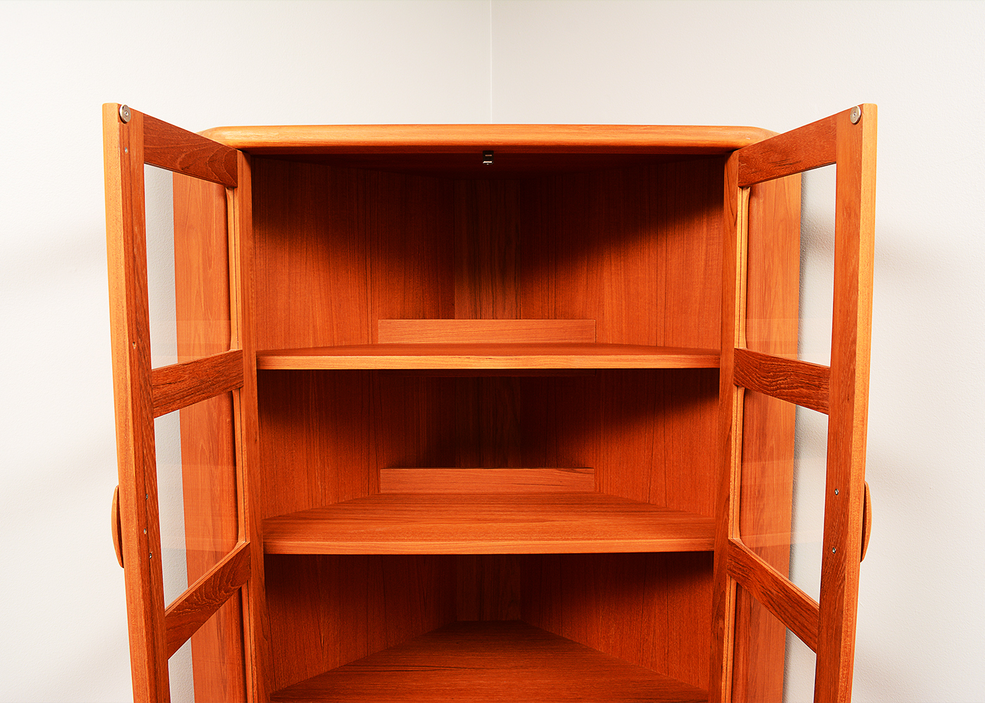 Mid Century Modern Illuminated Corner Cabinet