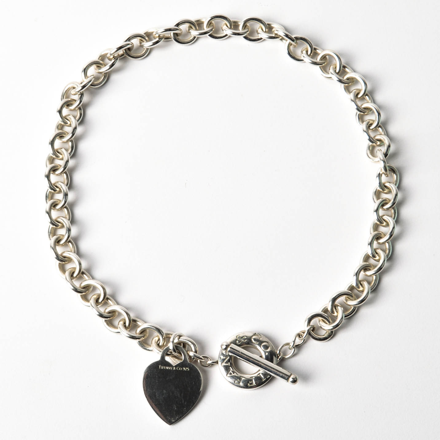 Tiffany & Co. Sterling Silver Heart Charm Toggle Necklace