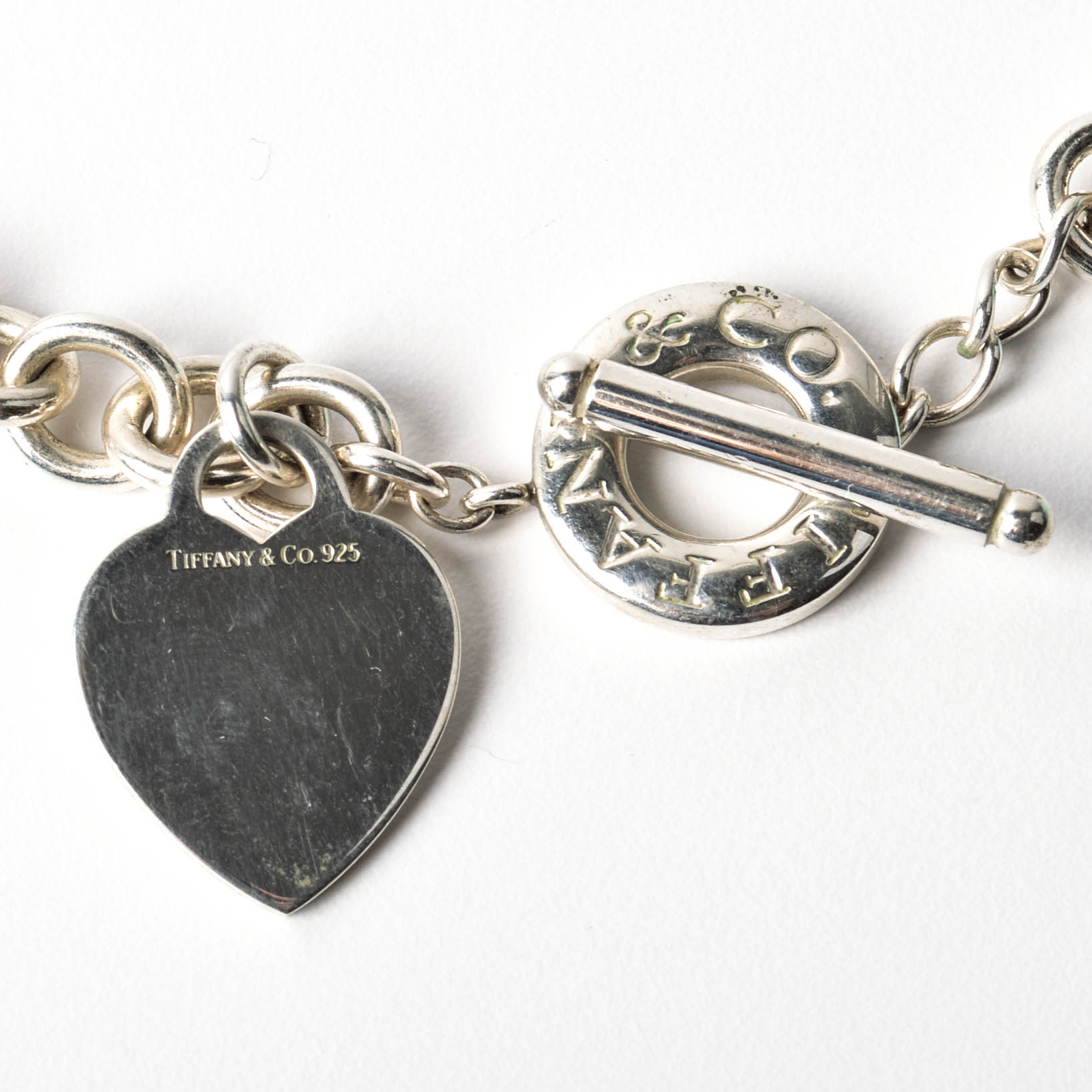 Tiffany & Co. Sterling Silver Heart Charm Toggle Necklace