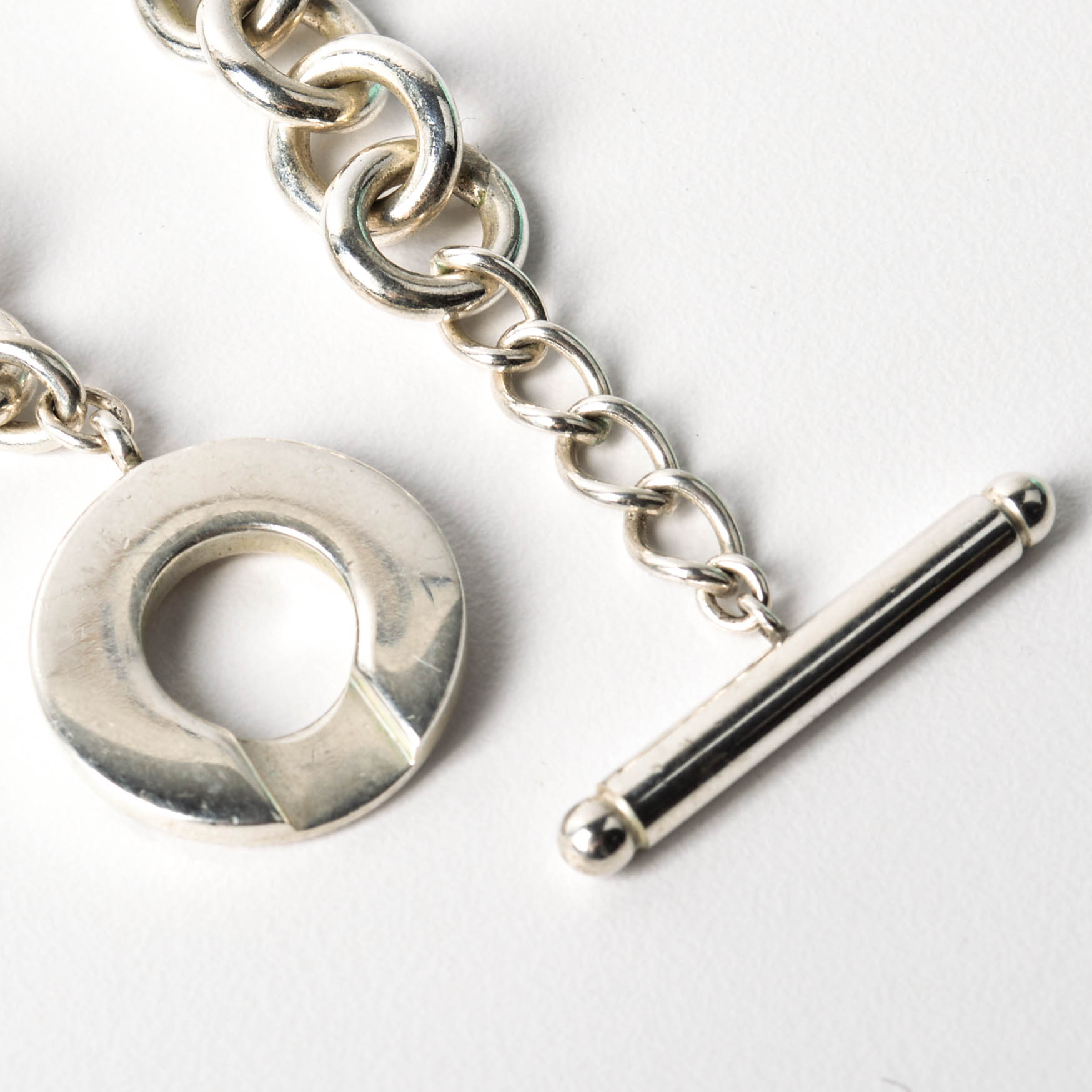 Tiffany & Co. Sterling Silver Heart Charm Toggle Necklace