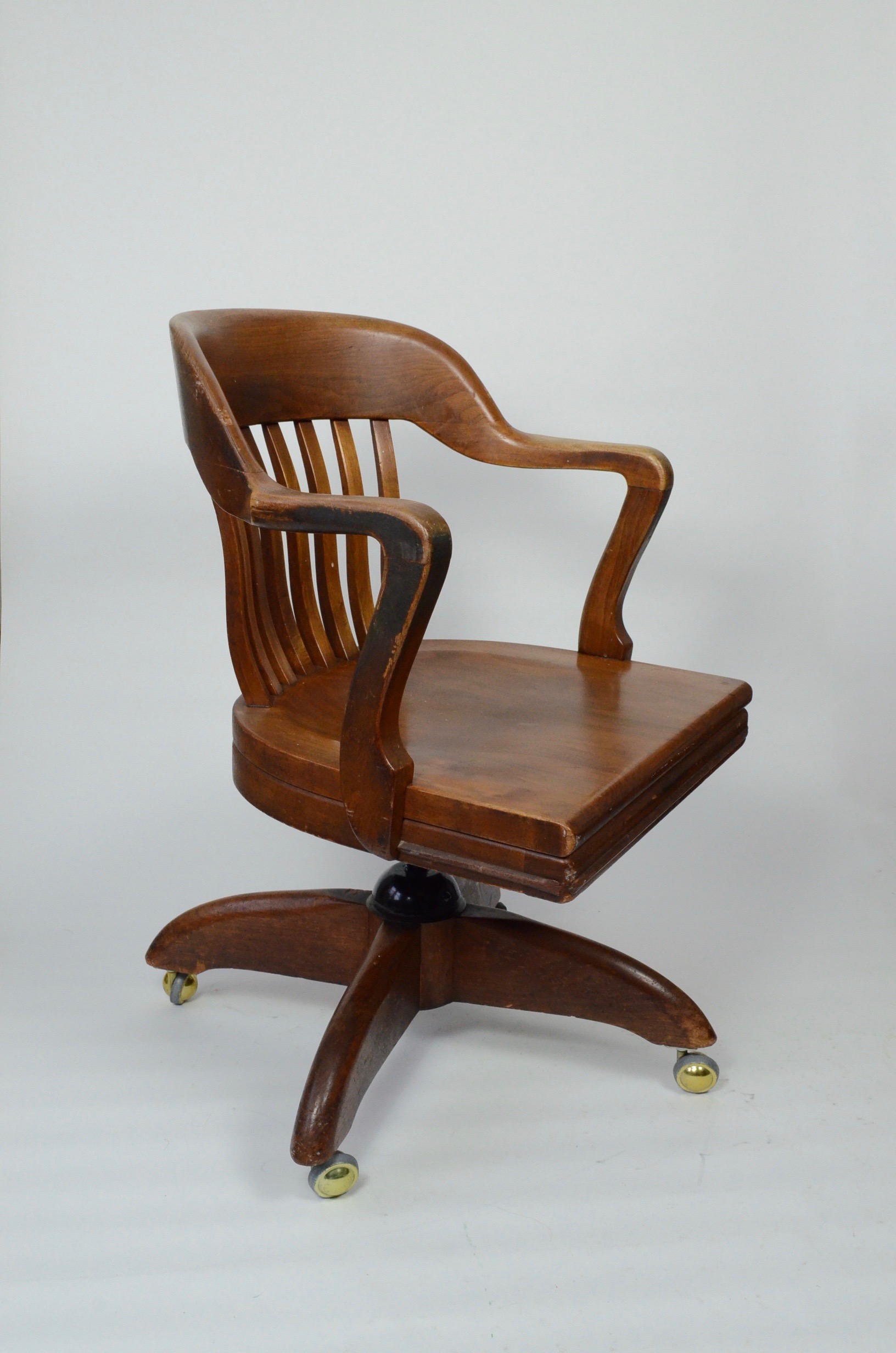 Vintage Walnut Banker's Chair by W.H. Gunlocke