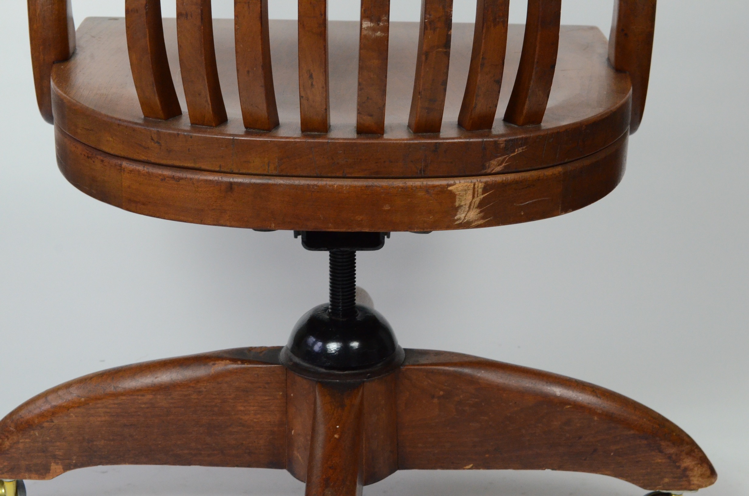 Vintage Walnut Banker's Chair by W.H. Gunlocke