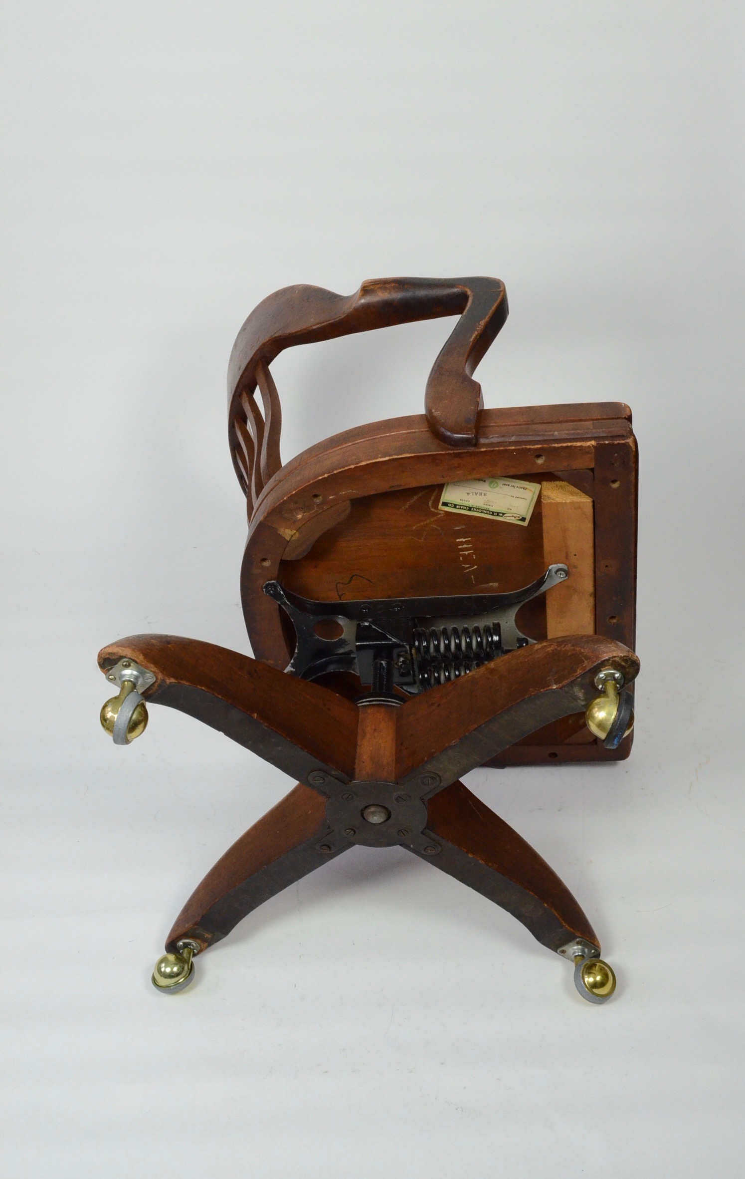 Vintage Walnut Banker's Chair by W.H. Gunlocke