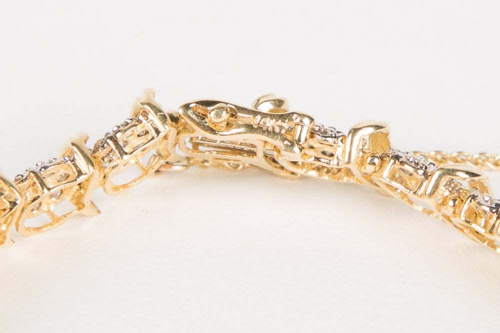 14K Gold and Diamond Cluster Bracelet