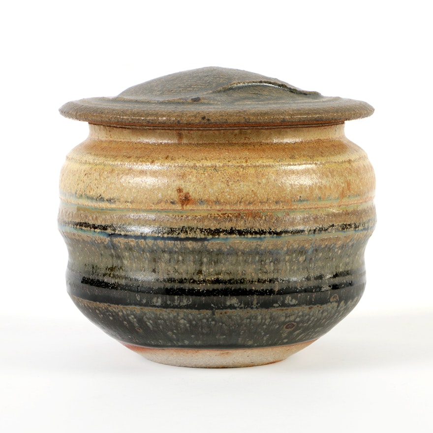 Karen Karnes Salt-Glazed Stoneware Lidded Vessel