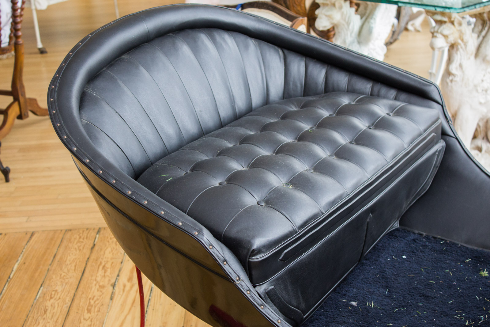 Fully Restored Sleigh with Tufted Leather Seat