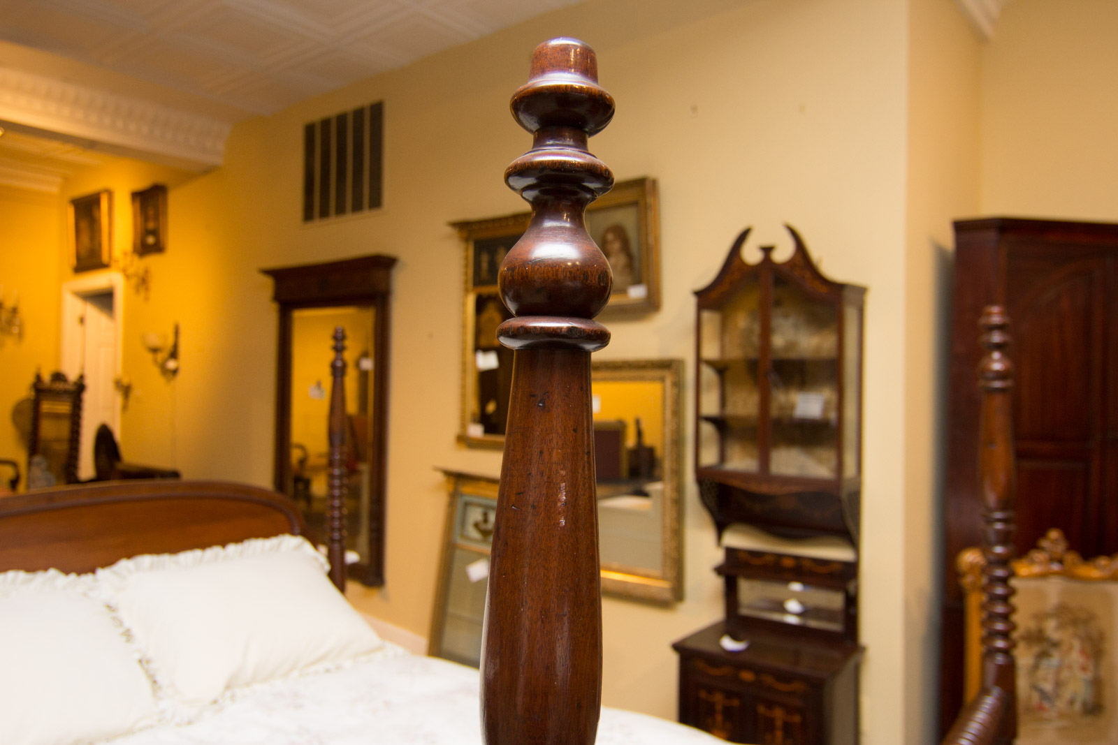 Antique Walnut Jenny Lind Style Four Poster Size Full Bed