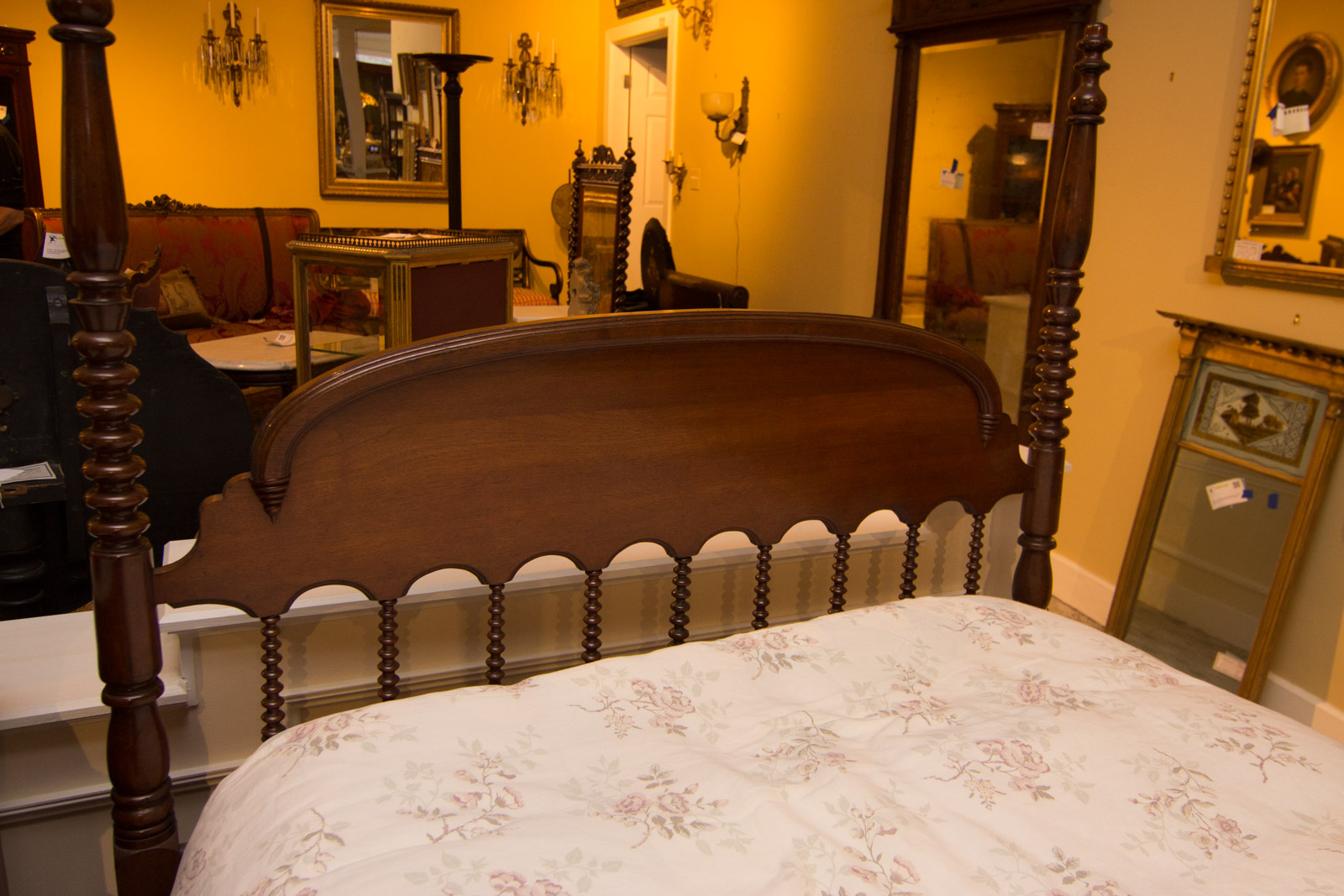 Antique Walnut Jenny Lind Style Four Poster Size Full Bed