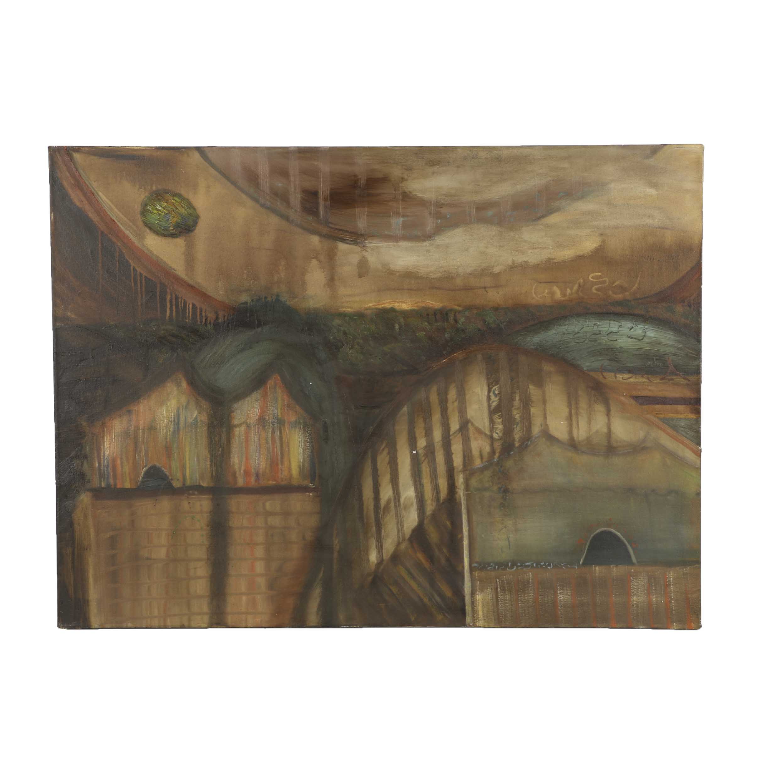 Acrylic On Canvas Abstract Attributed to C. Douglas Williams