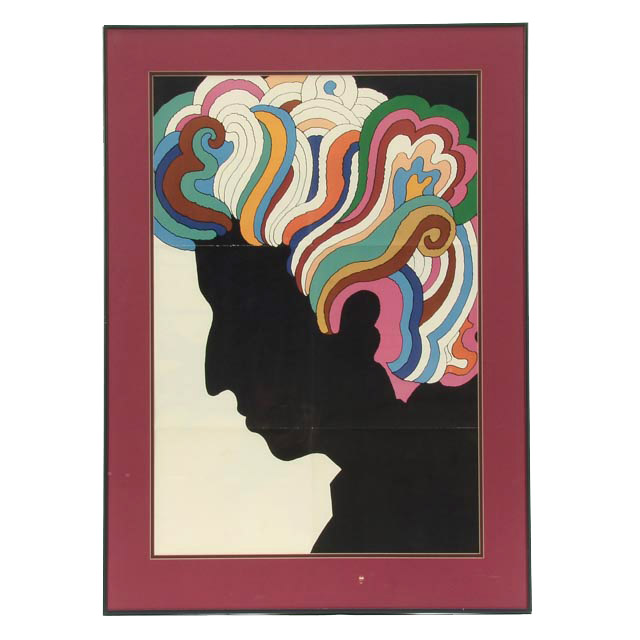 Original Milton Glaser 1966 Bob Dylan Slip Cover Poster