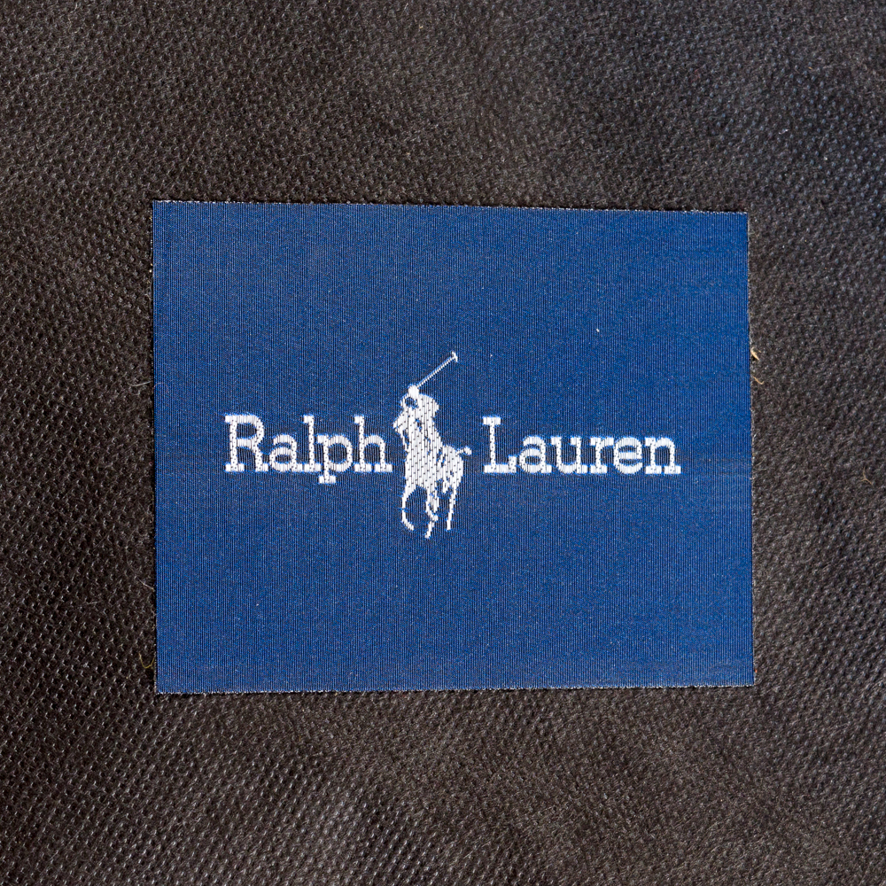 Ralph Lauren Velvet Upholstered Ottoman with Ornate Carved Base