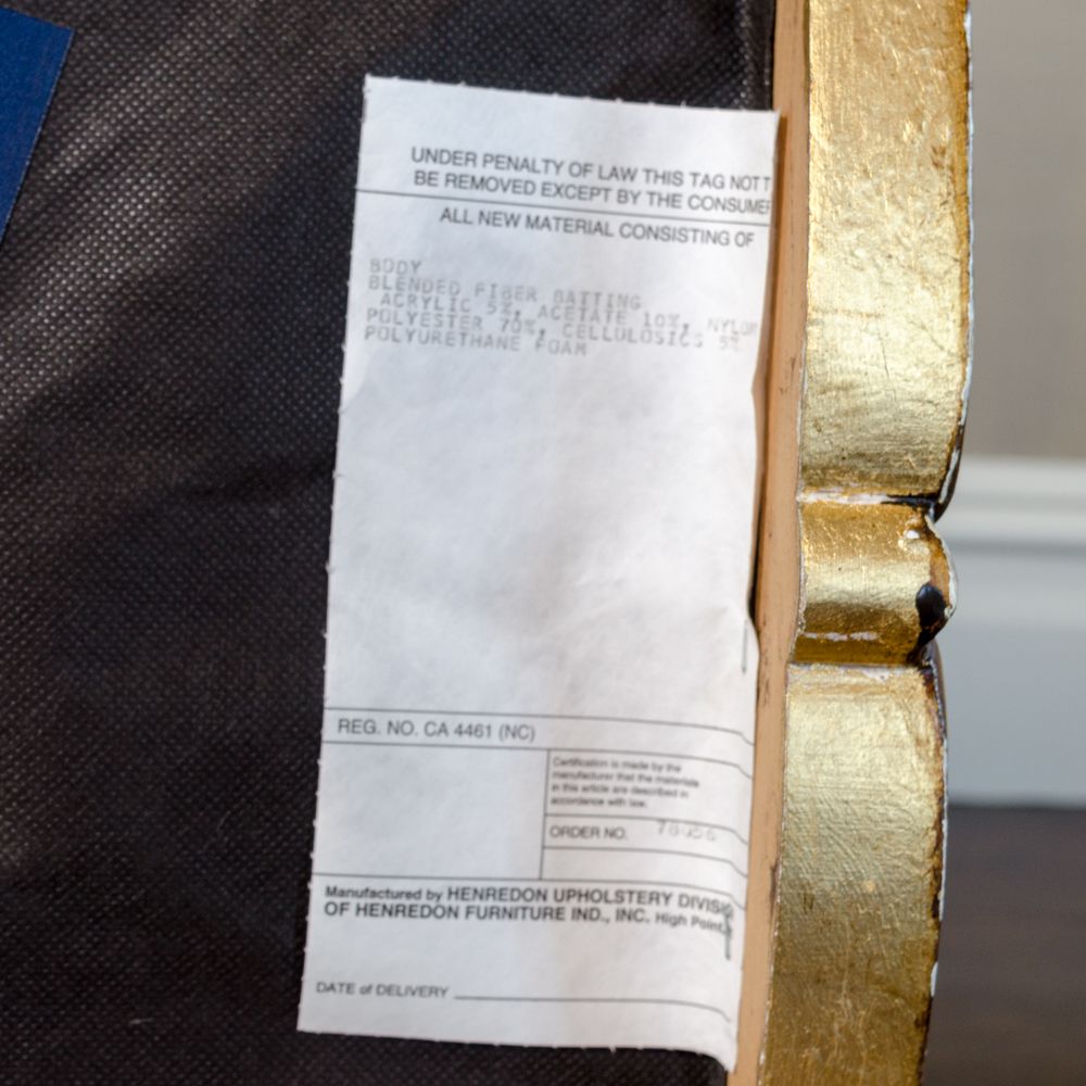 Ralph Lauren Velvet Upholstered Ottoman with Ornate Carved Base