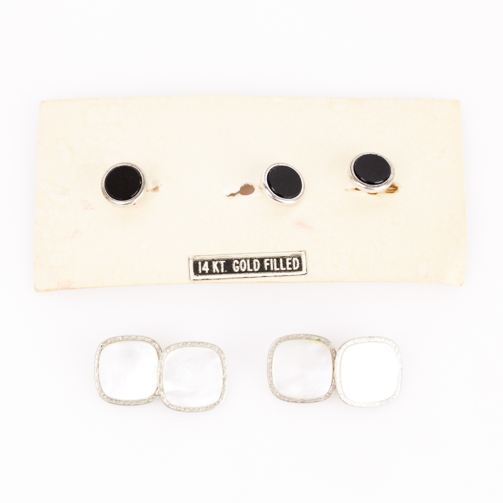 Collection of Men's Onyx and Mother of Pearl Cufflinks