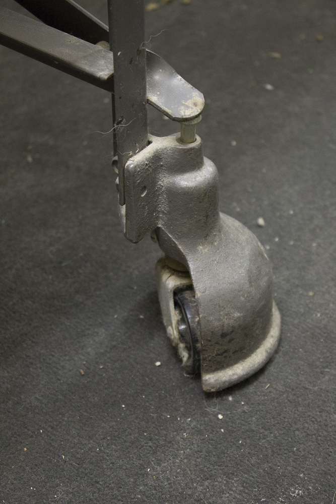 Vintage Metal And Wood Rolling Office Cart/Desk