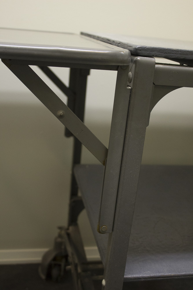 Vintage Metal And Wood Rolling Office Cart/Desk