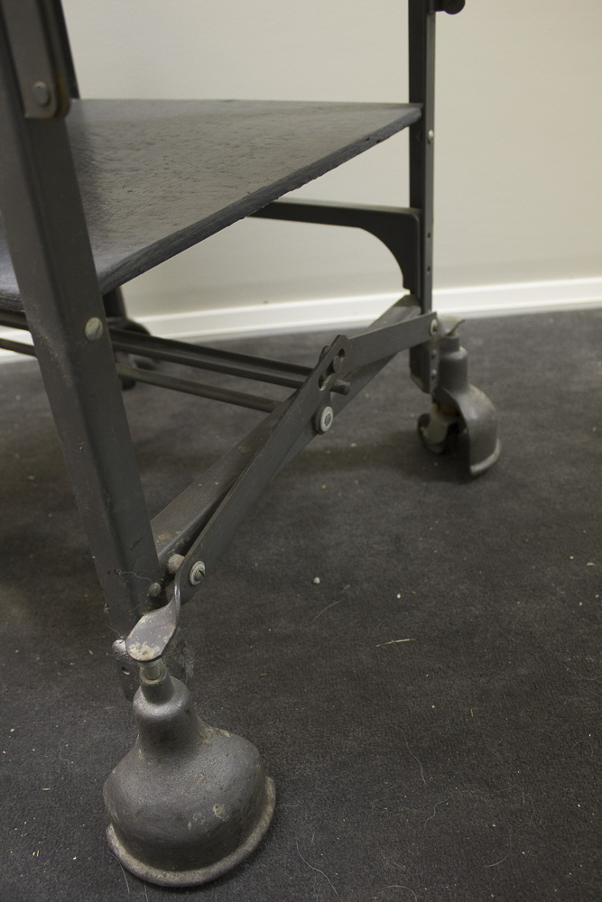 Vintage Metal And Wood Rolling Office Cart/Desk