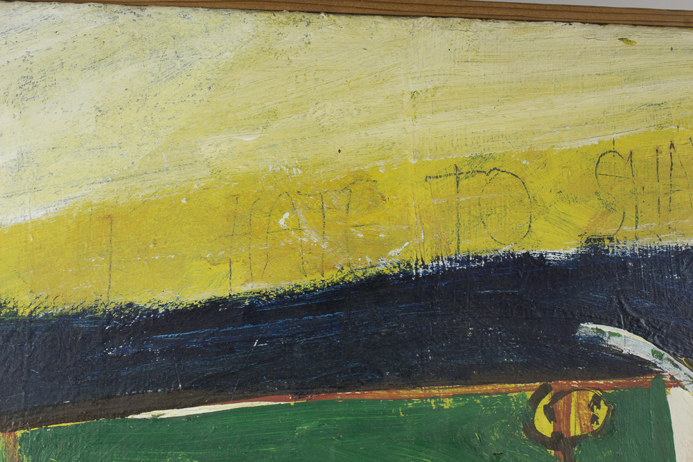 K. O'Brien Oil on Canvas Painting of Man Screaming After Shaving