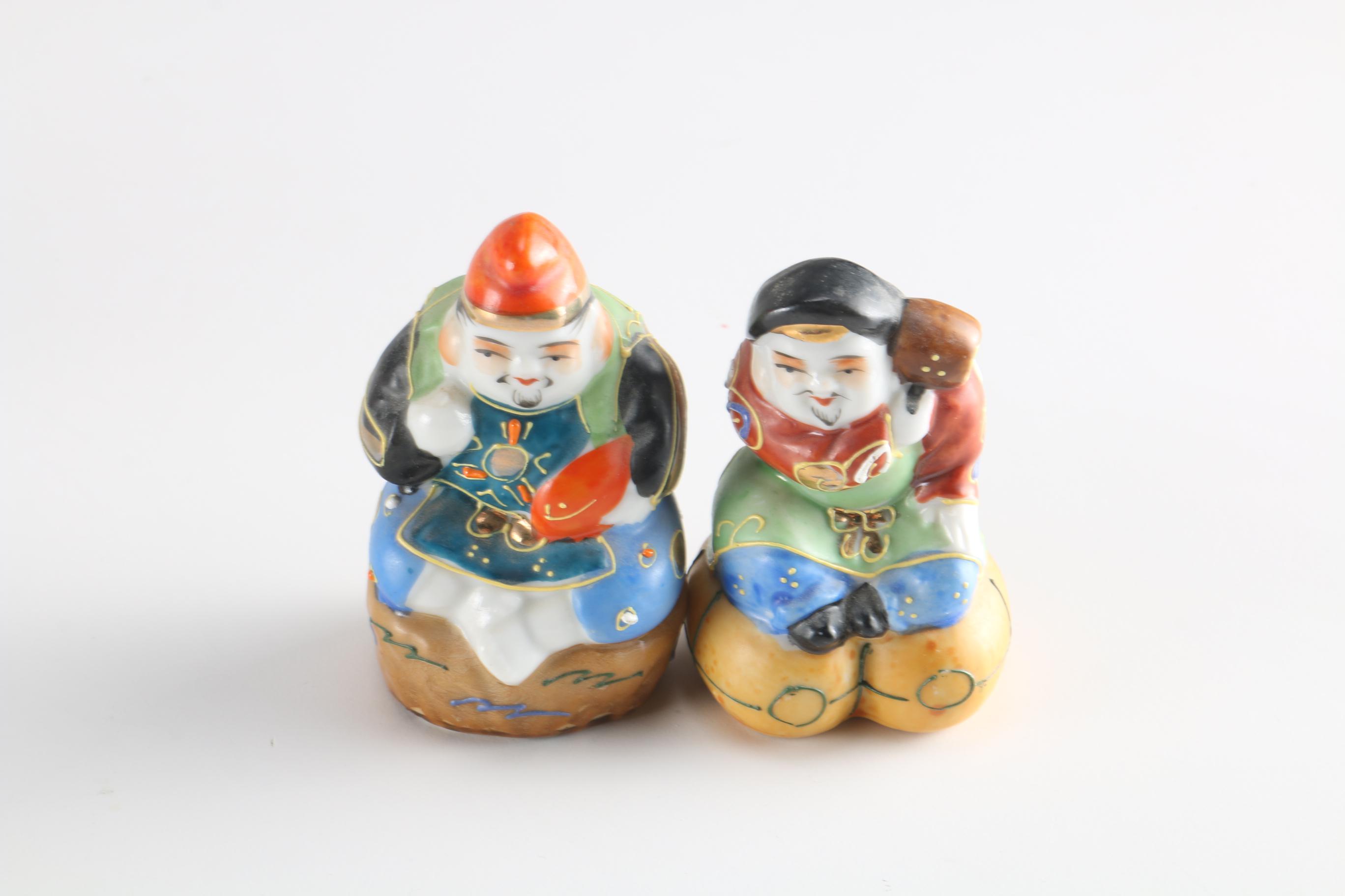 Japanese Kutani Ware Seven Lucky Gods Figurines