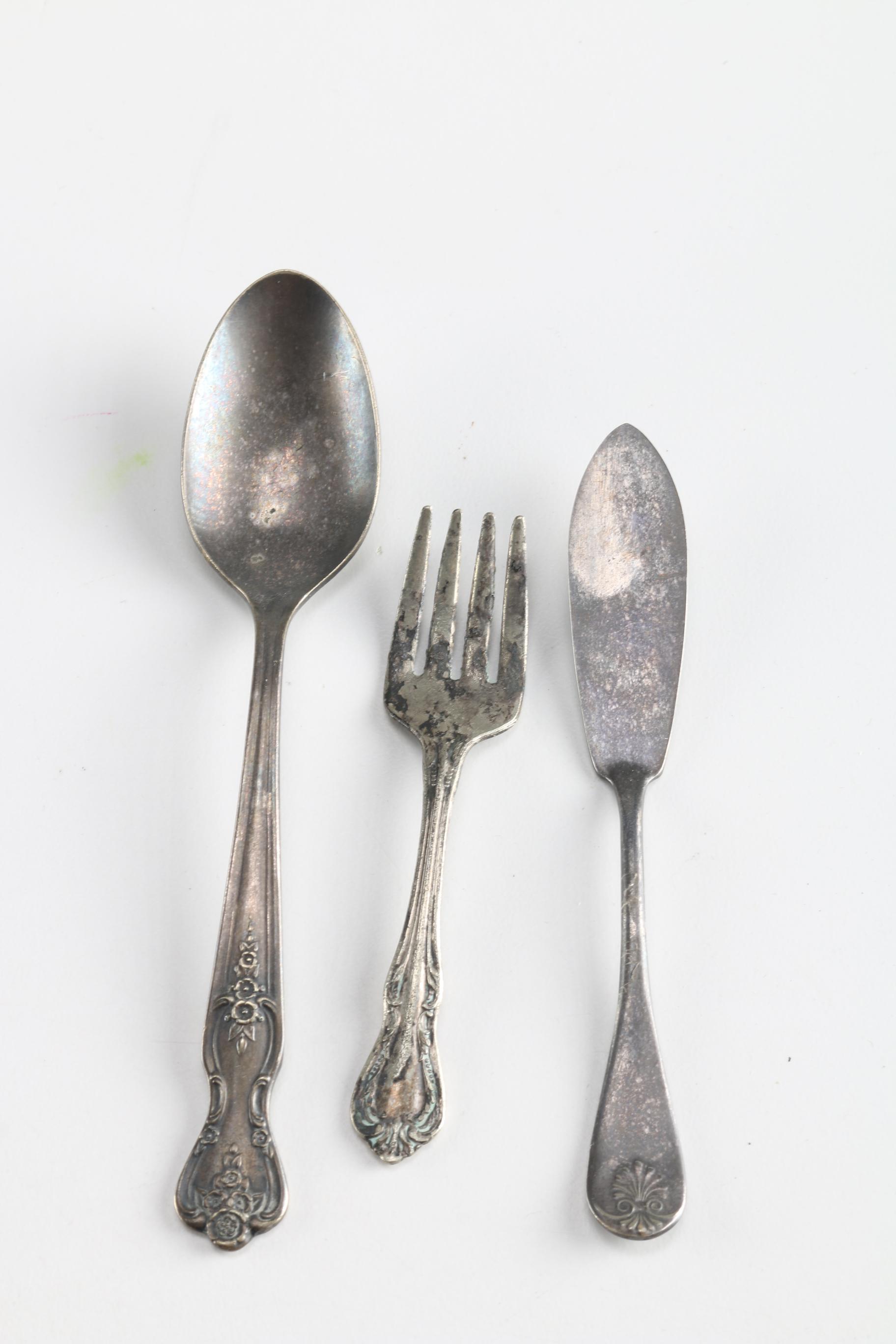 Vintage Kitchen Tools Including Silver Plate Flatware