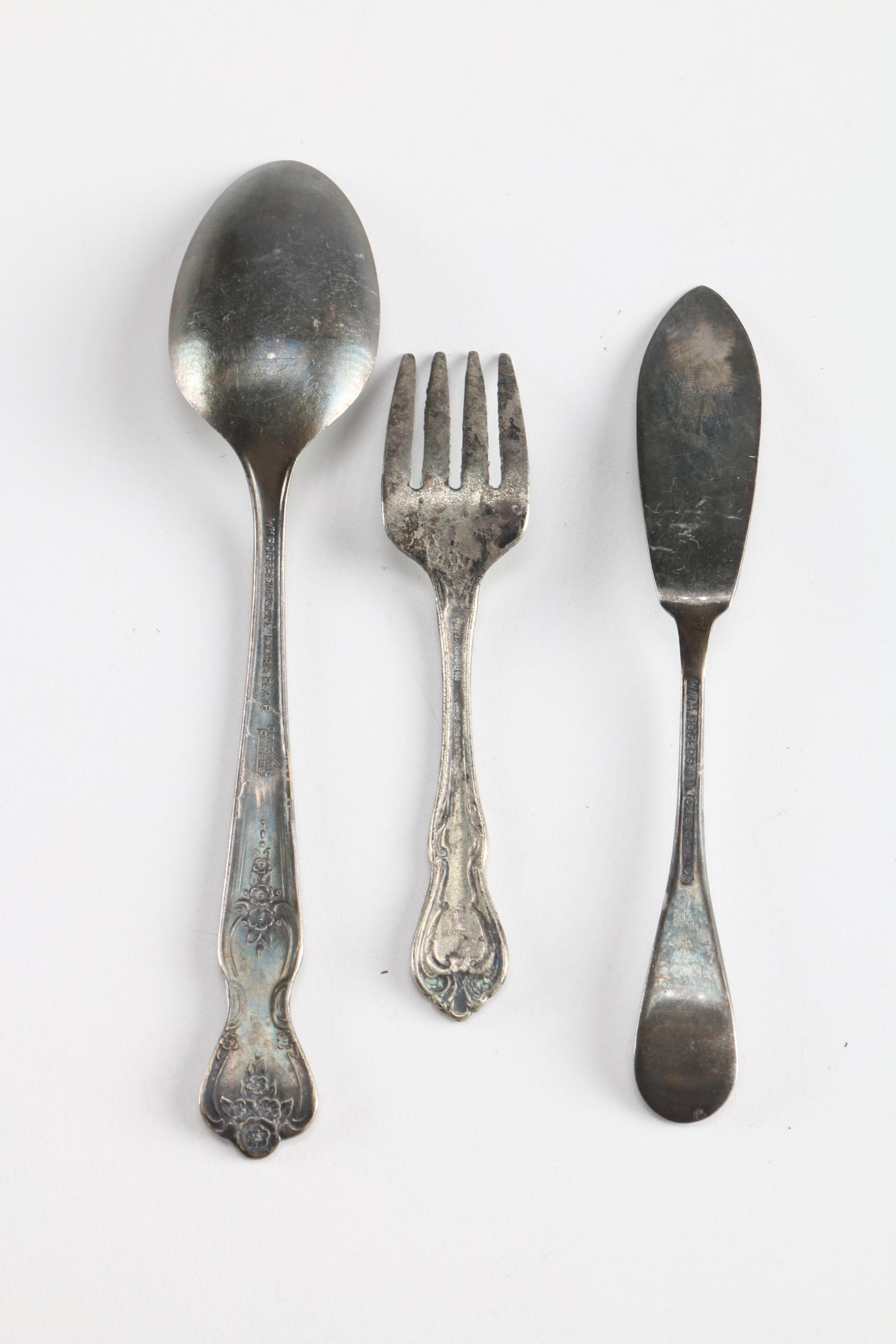 Vintage Kitchen Tools Including Silver Plate Flatware