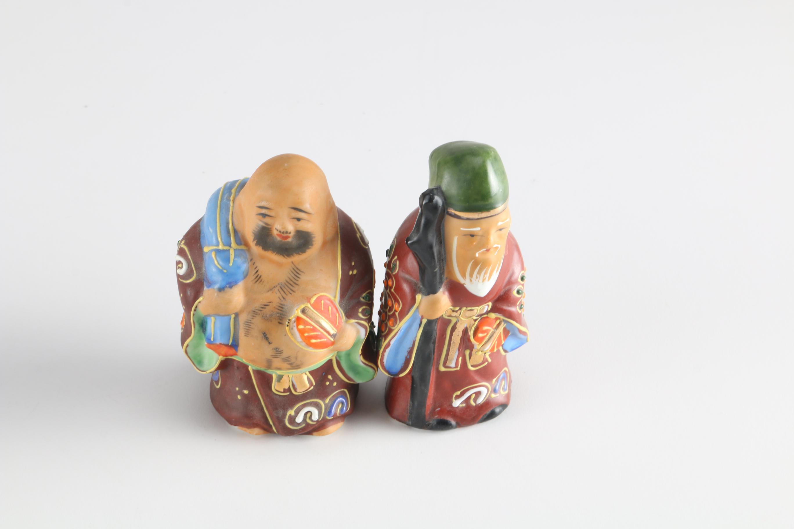 Japanese Kutani Ware Seven Lucky Gods Figurines