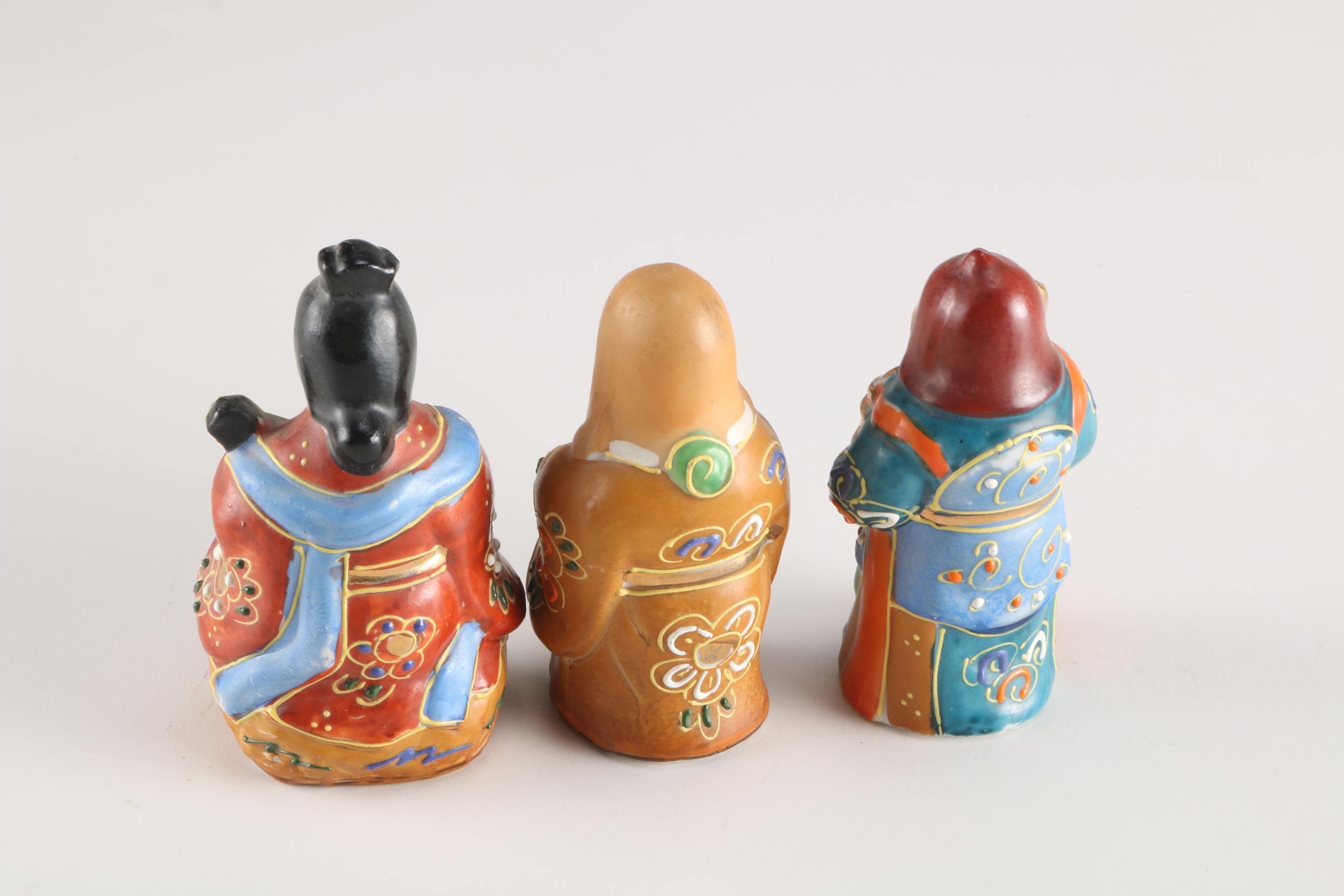 Japanese Kutani Ware Seven Lucky Gods Figurines