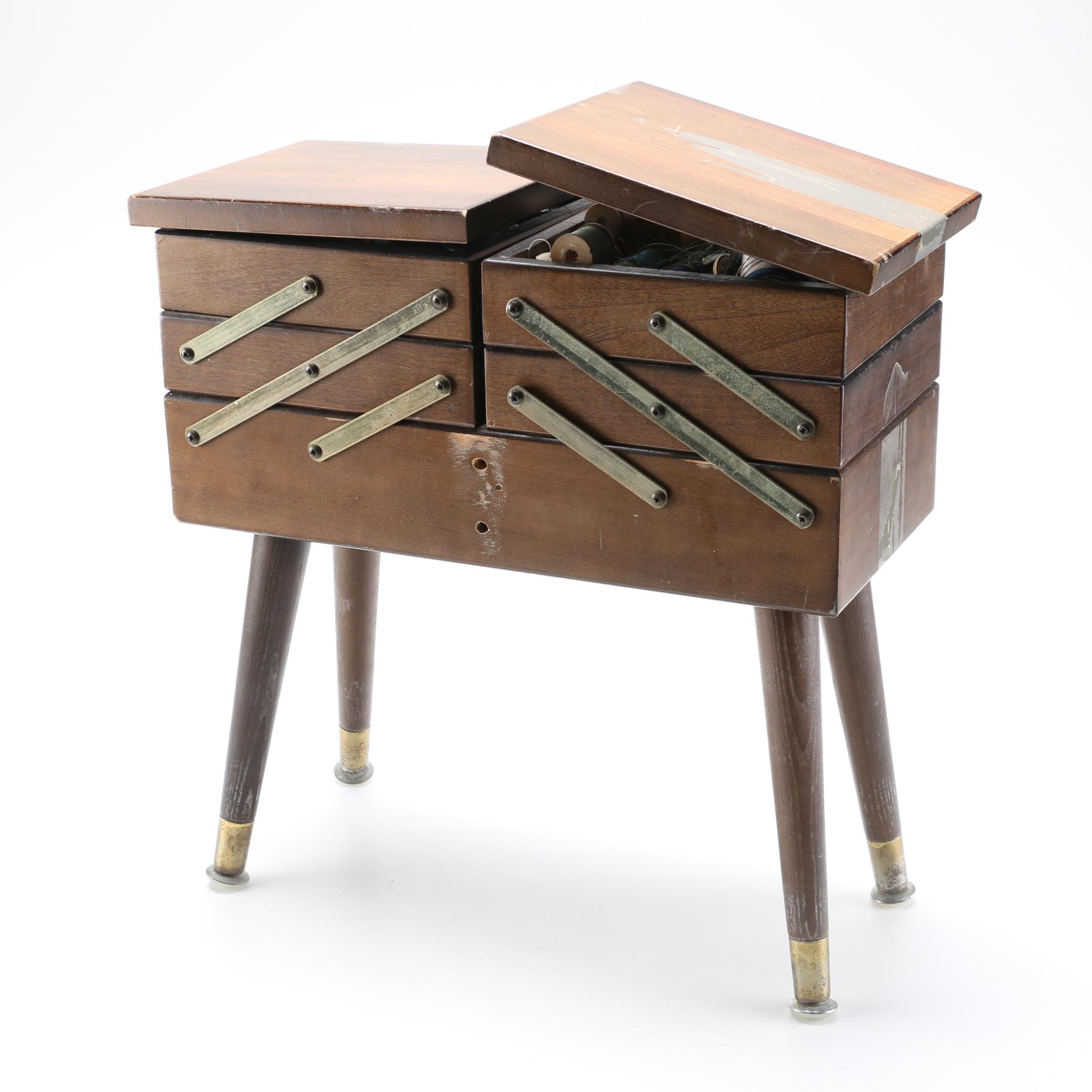 Sewing Table With Supplies