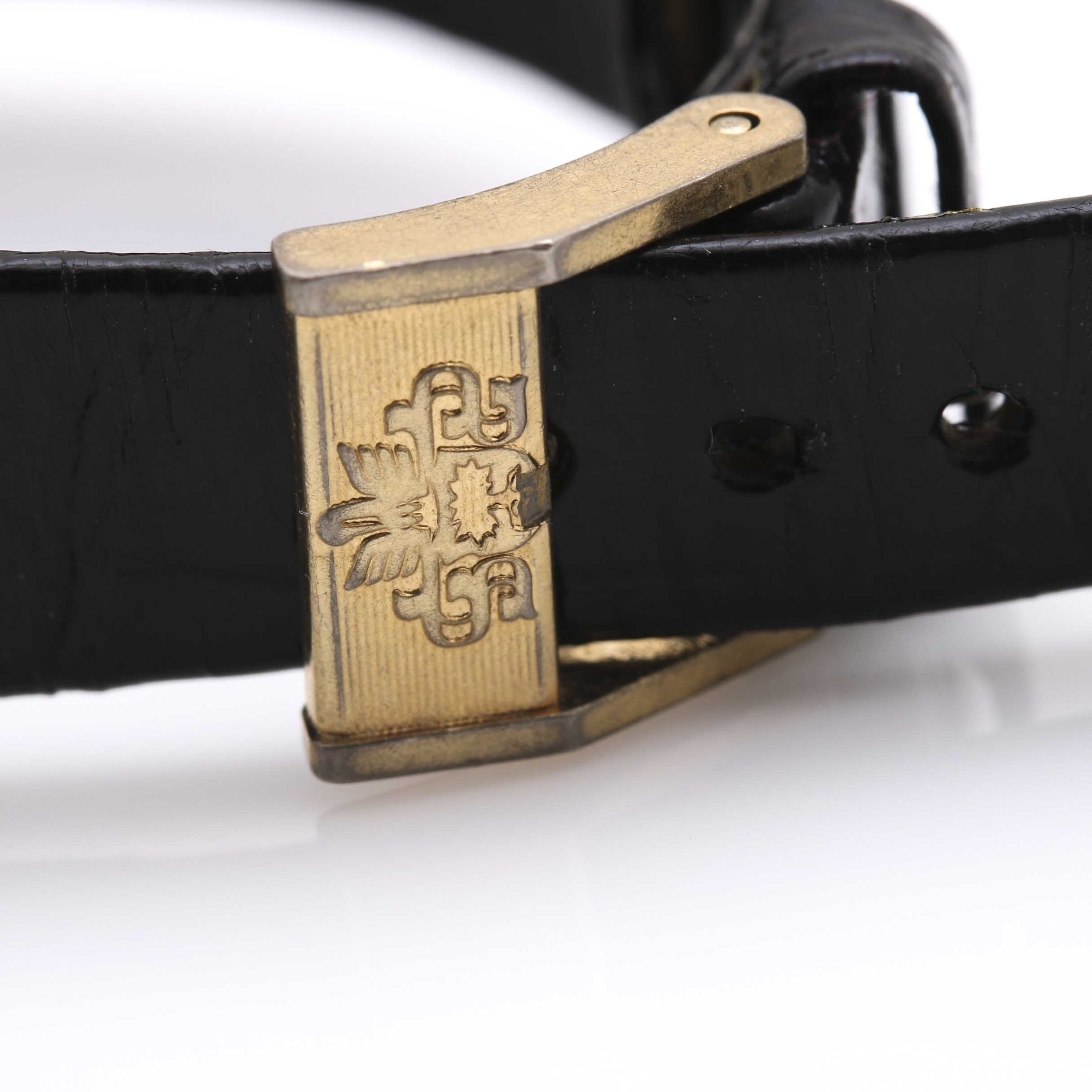 18K Gold and Black Leather Bucherer Watch