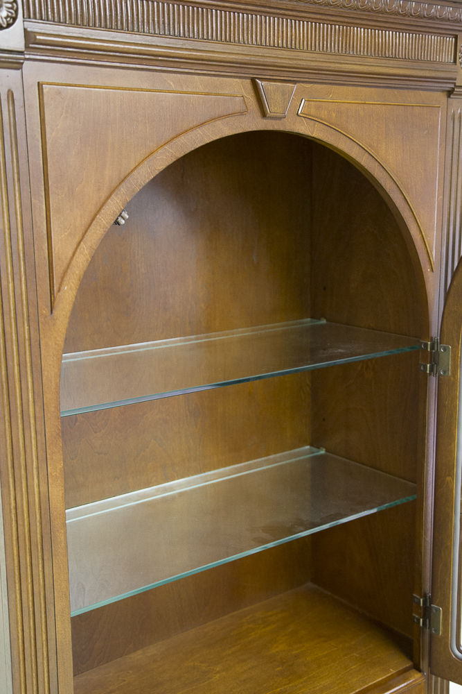 Oak Veneer Lighted Display Cabinet