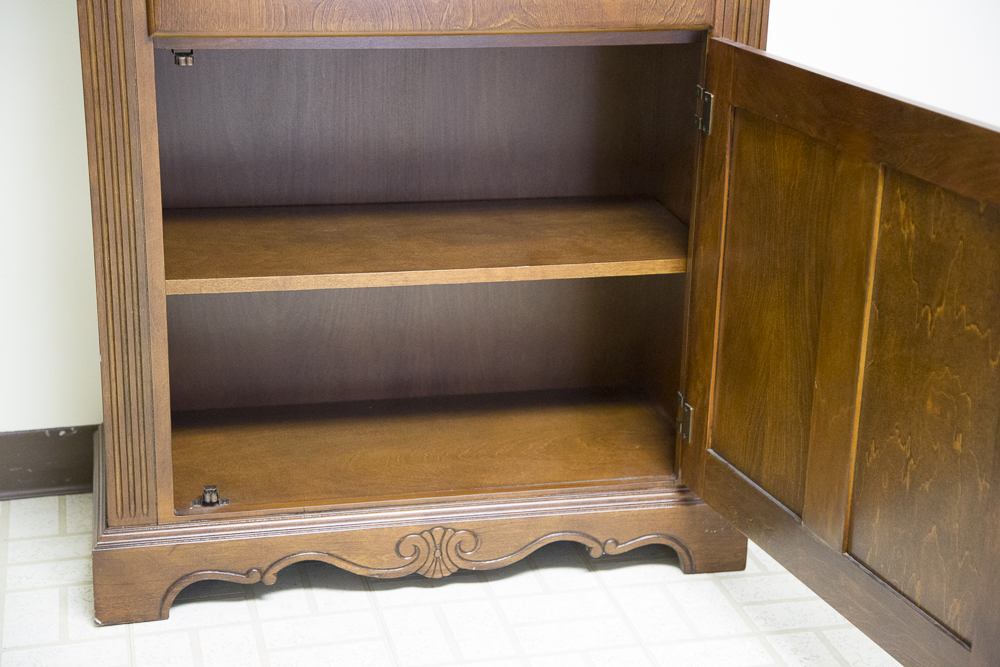Oak Veneer Lighted Display Cabinet