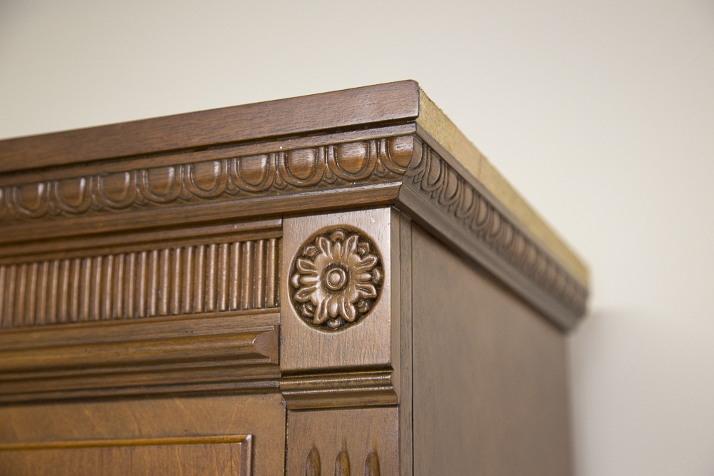 Oak Veneer Lighted Display Cabinet