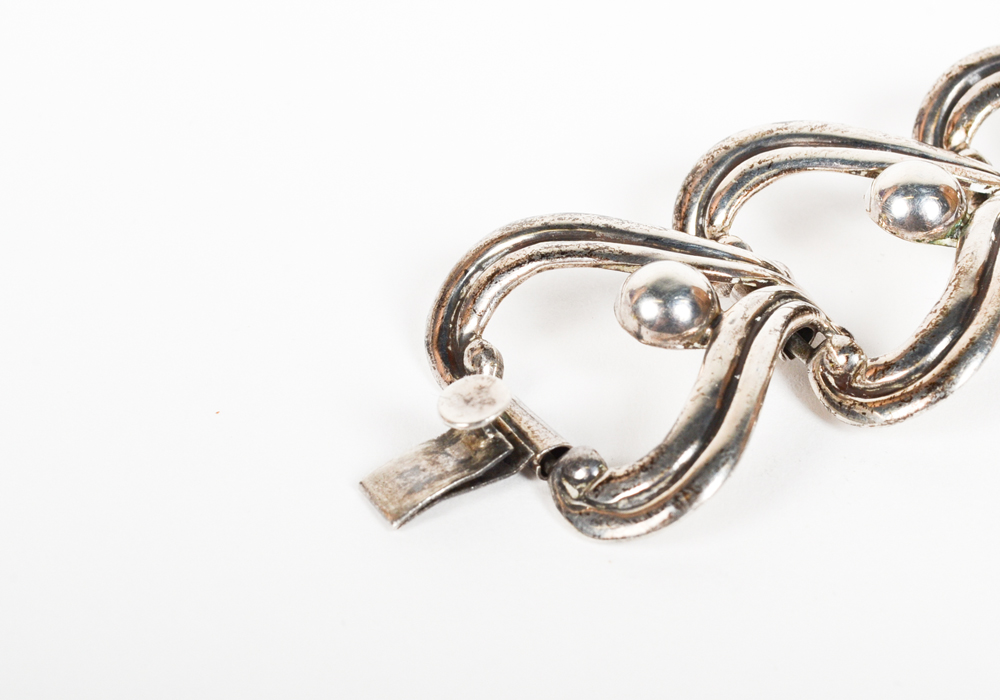 Sterling Silver Heart Shaped Link Bracelet