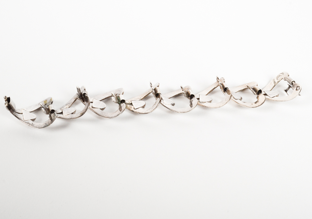 Sterling Silver Heart Shaped Link Bracelet