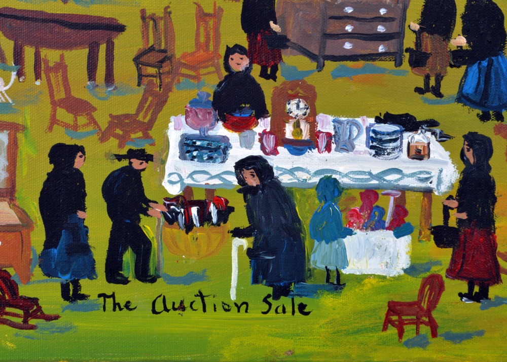 Emma Schrock Folk Art Style Painting of Shipshewana, Indiana