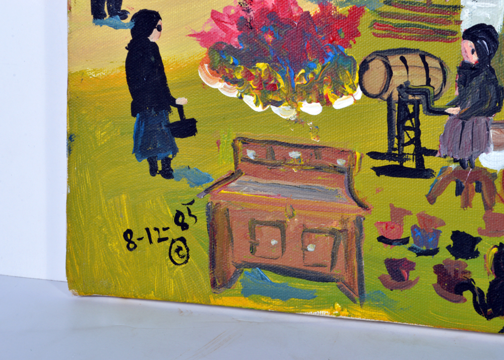 Emma Schrock Folk Art Style Painting of Shipshewana, Indiana