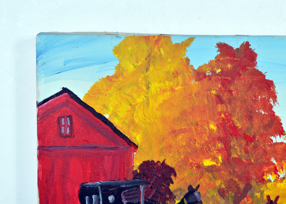 Emma Schrock Folk Art Style Painting of Shipshewana, Indiana