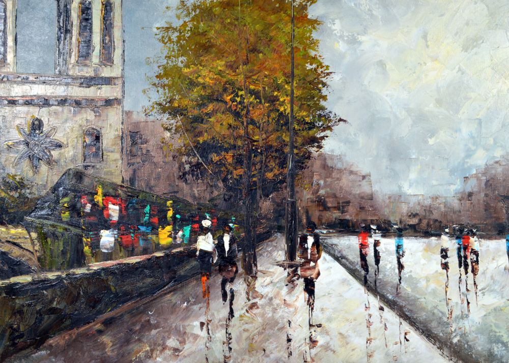 Mary Botto Oil Painting of a Parisian Street Scene