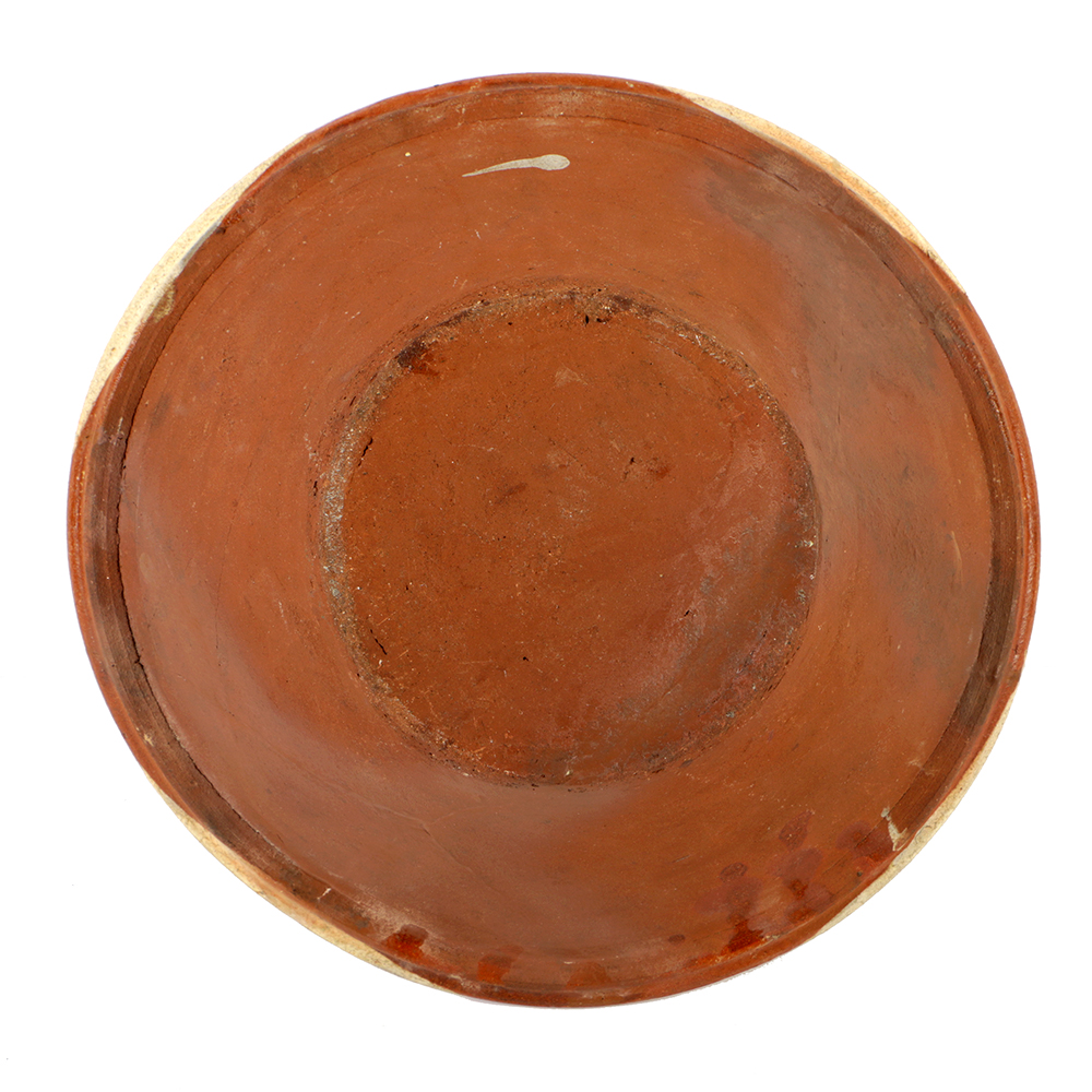 Antique Hand Thrown and Glazed Pennsylvania Redware Bowl