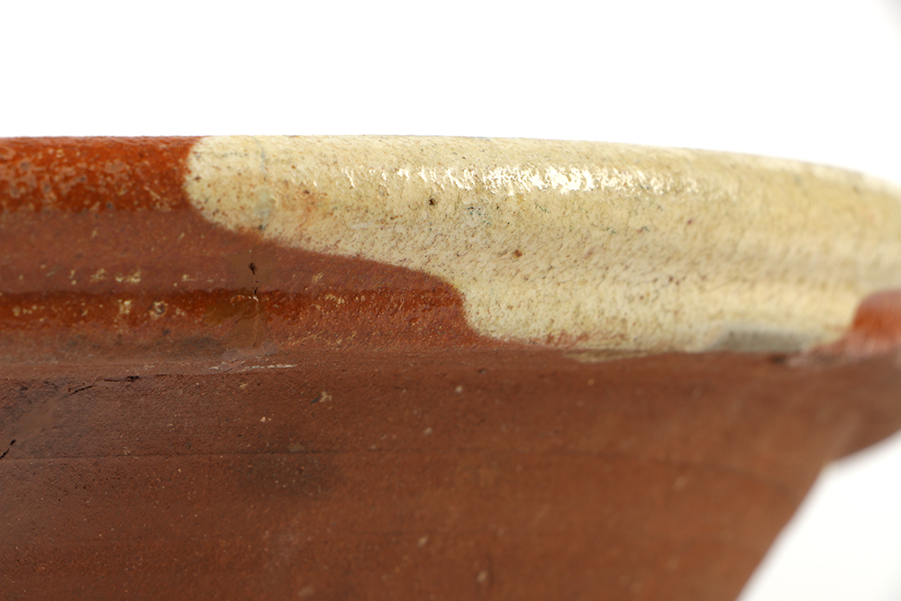 Antique Hand Thrown and Glazed Pennsylvania Redware Bowl