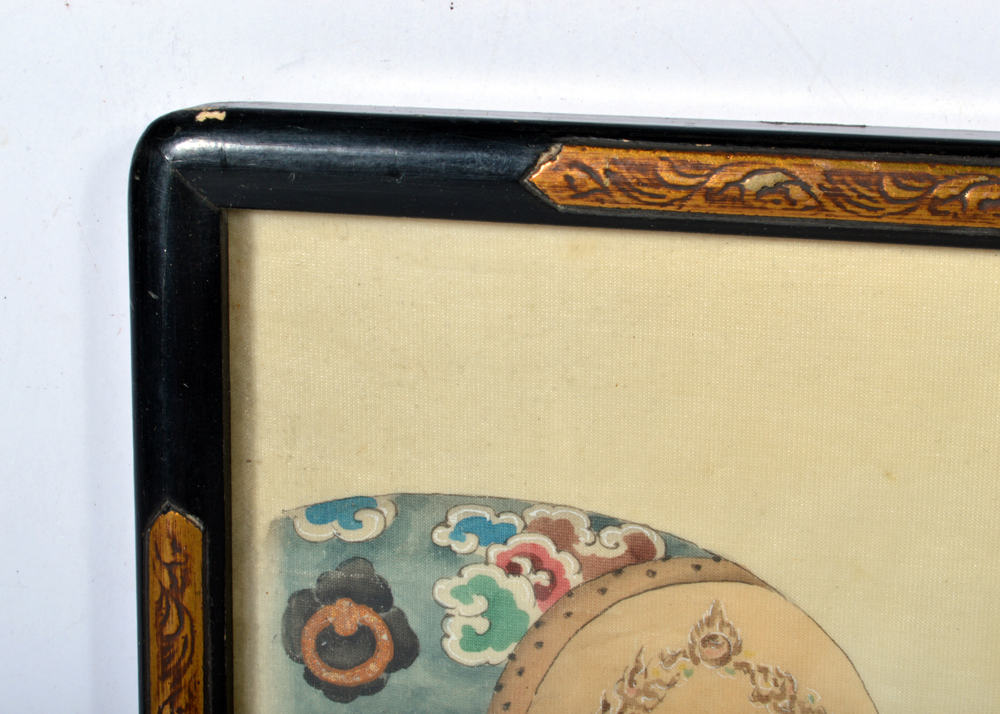 Vintage Framed Japanese Triptych Genre Scene Painting on Silk