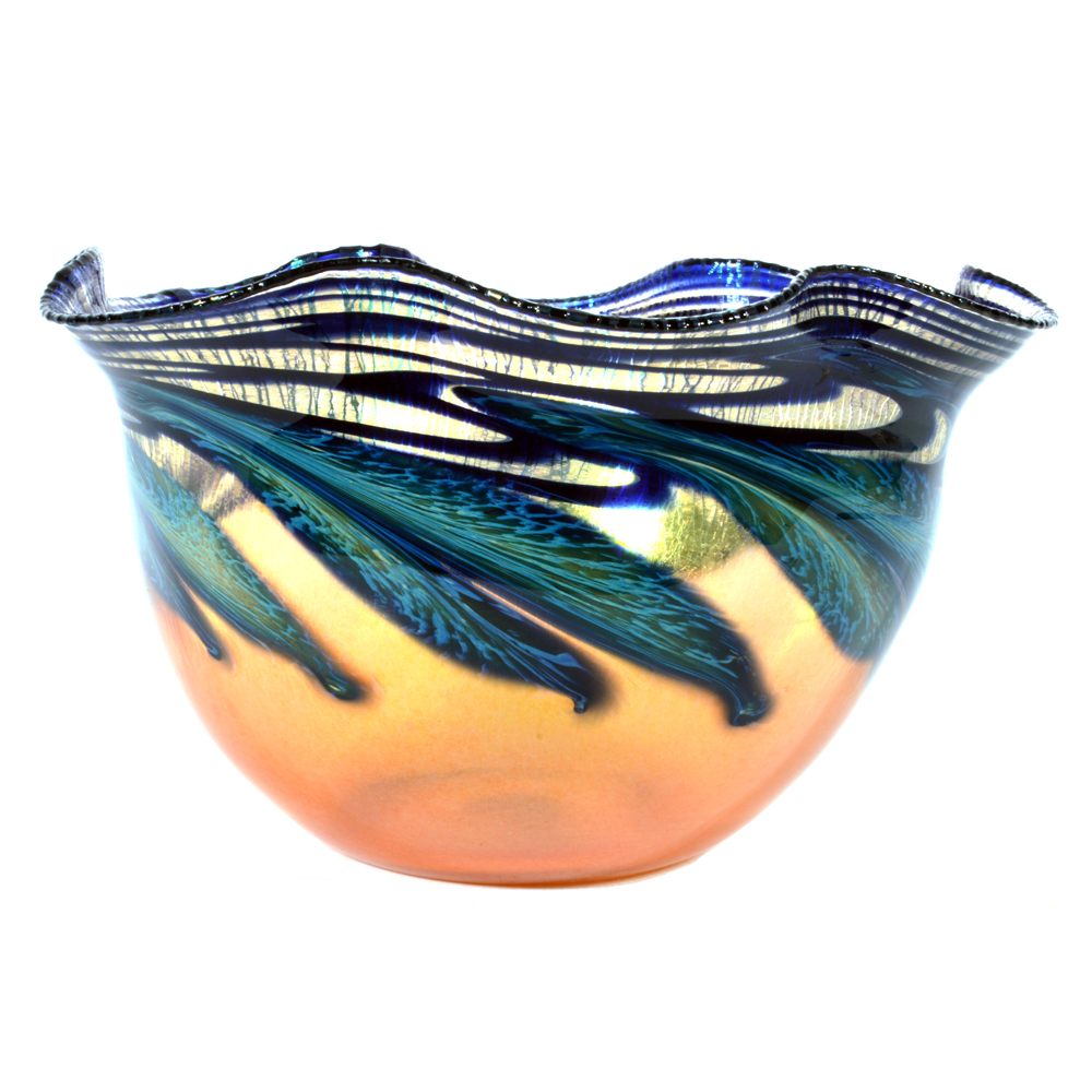 Charles Lotton Art Glass Bowl "Sunset"