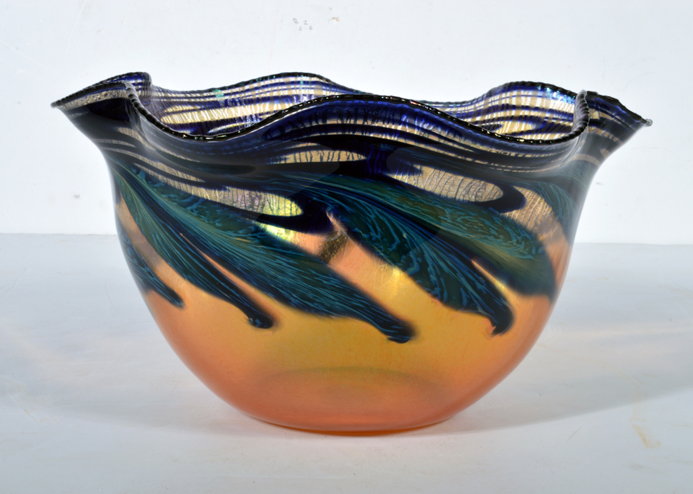 Charles Lotton Art Glass Bowl "Sunset"