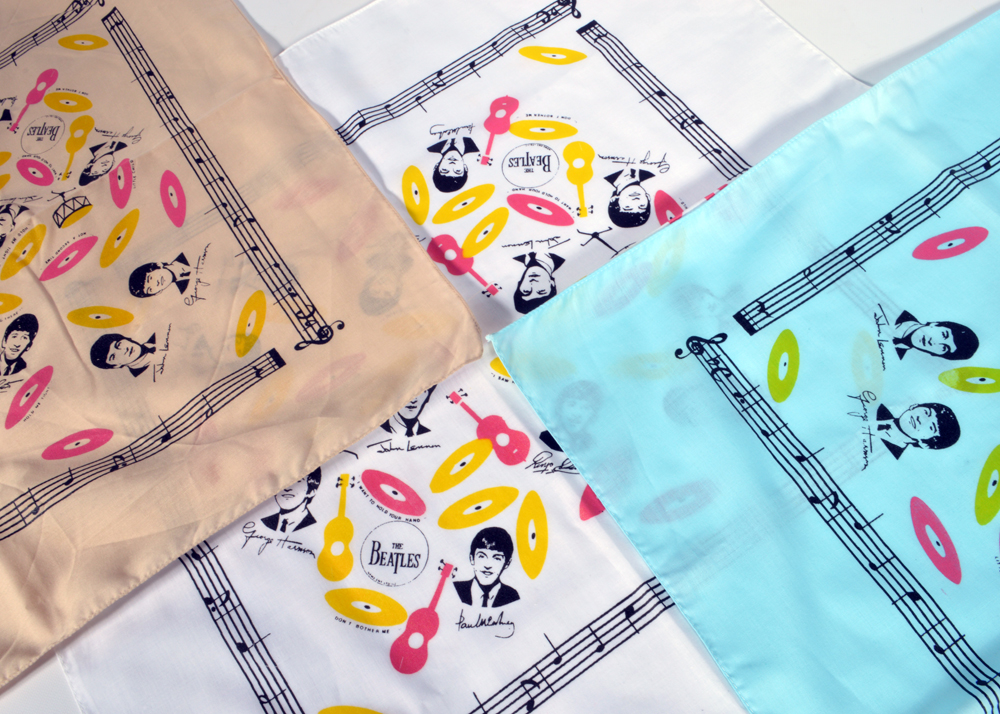 Three Vintage Beatles Handkerchiefs
