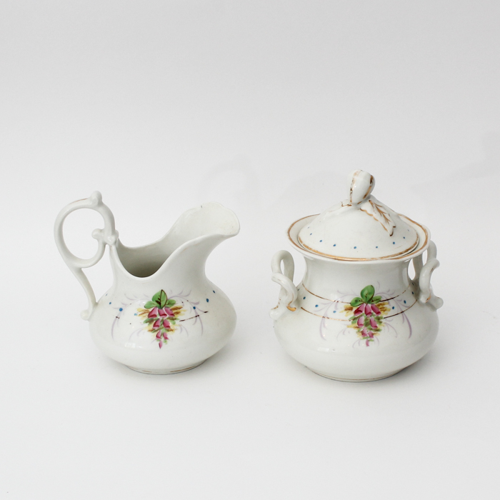 Vintage Floral Creamer and Sugar Dish