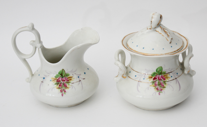 Vintage Floral Creamer and Sugar Dish