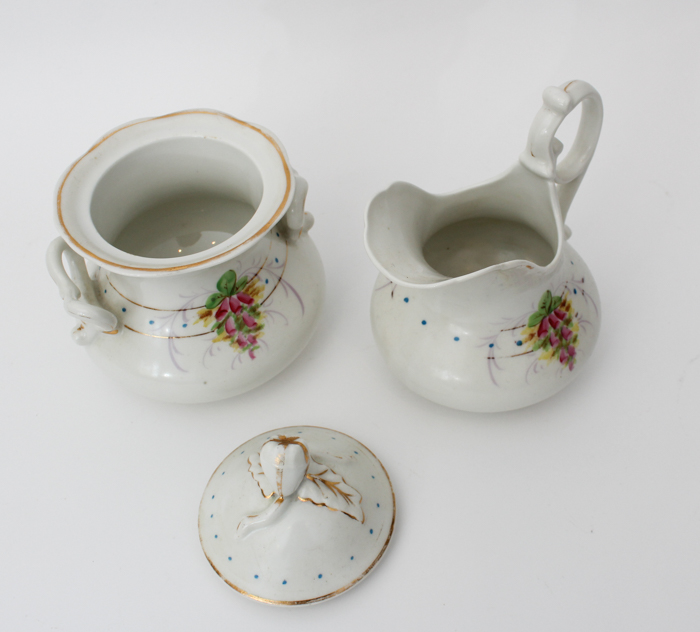 Vintage Floral Creamer and Sugar Dish