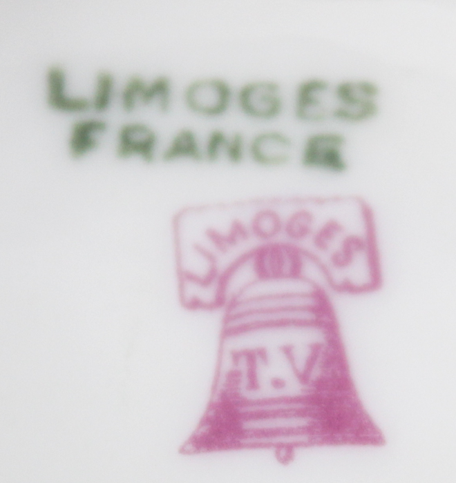 Vintage Limoges Green and Gold-Rimmed China