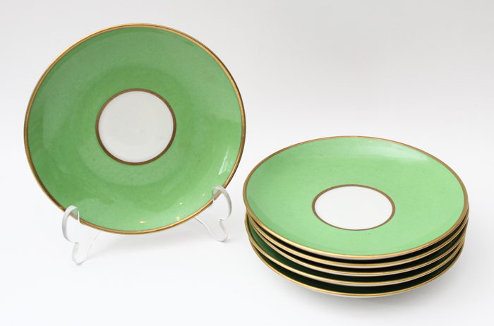 Vintage Limoges Green and Gold-Rimmed China